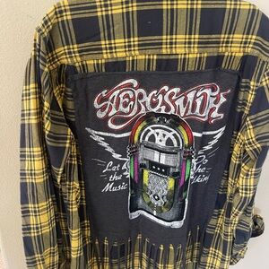 Yellow and Black Plaid unisex rock and roll Shirt
